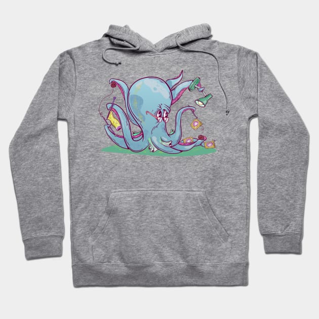 Funny octopus making crochet Hoodie by mailboxdisco